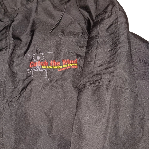 PRINTER CATCH THE WIND JACKET BY JAMES HARVEST SPORTSWEAR LARGE BLAck with hood - Picture 6 of 8